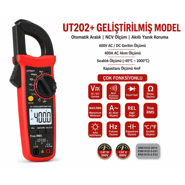 Uni-T UT-202+ 400A AC Pensampermetre Fiyatı - Merter Elektronik