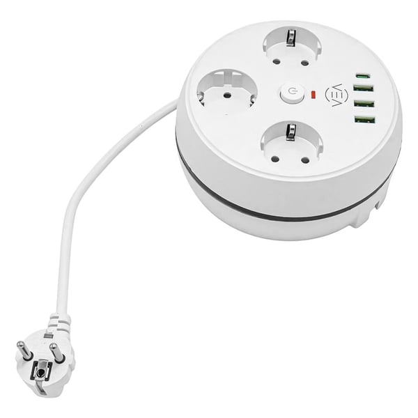 Vea VE-26583 3'LÜ 1.5 Metre Kablolu 3 USB / TYPE-C Girişli Akım Korumalı Grup Priz Fiyatı - Merter Elektronik