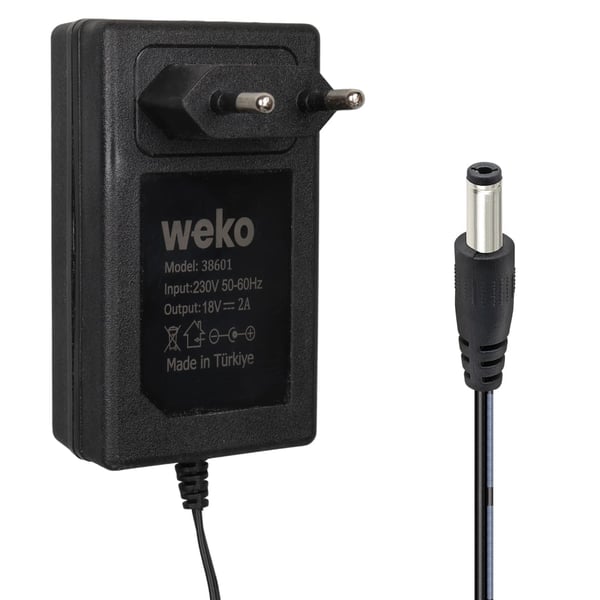 WEKO 18 VOLT - 2 AMPER 5.5*2.5 UÇLU YERLİ ÜRETİM PRİZ TİPİ ADAPTÖR