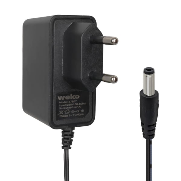 WEKO 8 VOLT - 1  AMPER 5.5*2.5 UÇLU YERLİ ÜRETİM PRİZ TİPİ ADAPTÖR