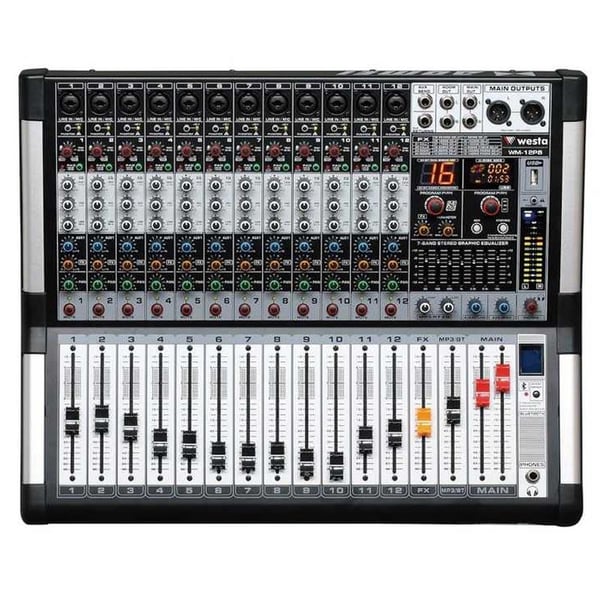 WESTA WM-12PS USB-BLUETOOTH-EKOLU 12 MONO MİC - 1 STEREO GİRİŞ-ÇIKIŞ 2X500W 12 KANAL POWER MIXER