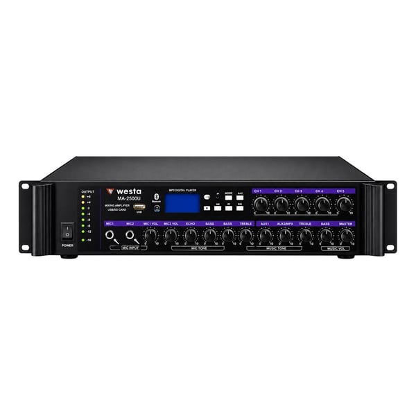 WESTA WM-2500U 500 WATT 100V/70V/ 8 OHM USB/SD/BT 6 BÖLGELİ TRAFOLU MIXER ANFİ Fiyatı - Merter Elektronik