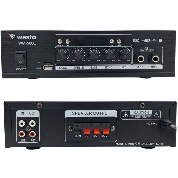 WESTA WM-560U HAT TRAFOLU USB / BLUETOOTH DESTEKLİ MİNİ MİKSER AMFİ