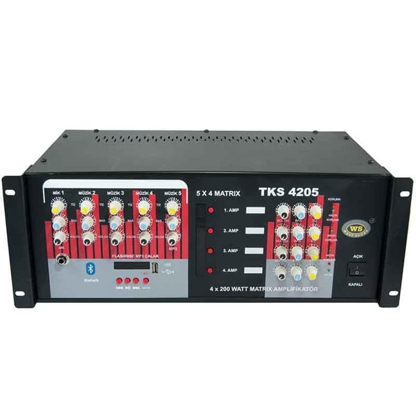 WESTSOUND TKS-4205USB 4 X 200W MATRİKS USBLİ TRAFOSUZ MİXER ANFİ