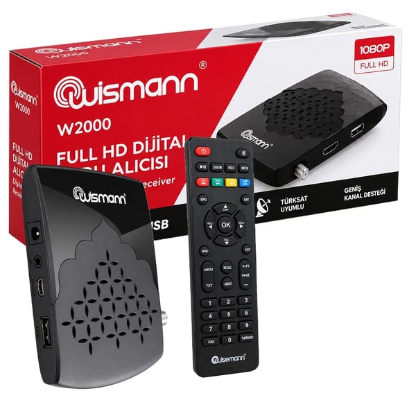 WISMANN W2000 TKGS'Lİ 8000 KANAL + USB DESTEKLİ FULL HD MİNİ UYDU ALICISI (TRT BANDROLLÜ)