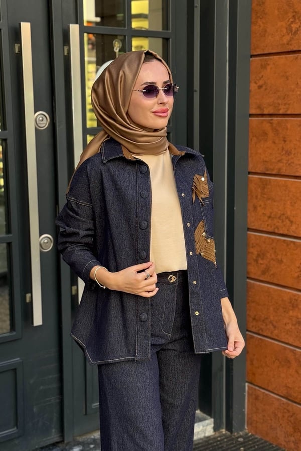 CEREMONY Örme Denim Gömlek 26K111 Lacivert
