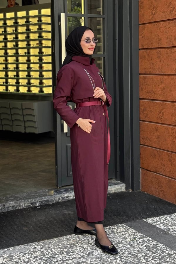 ceremony Yelek'e Dönüşebilen Lora Trenç 26K821 Mürdüm