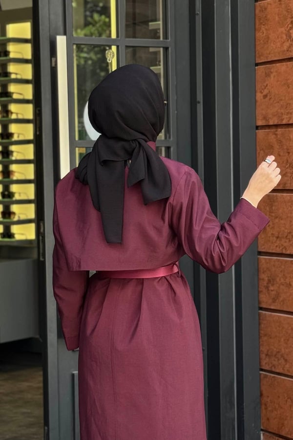 ceremony Yelek'e Dönüşebilen Lora Trenç 26K821 Mürdüm