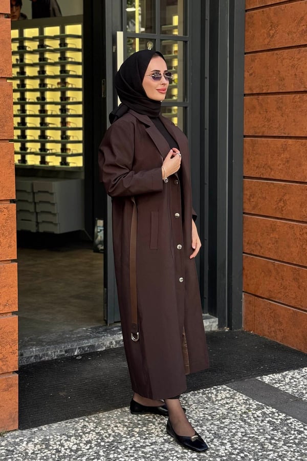 ceremony Yelek'e Dönüşebilen Lora Trenç 26K821 Kahverengi