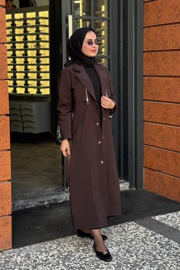 ceremony Yelek'e Dönüşebilen Lora Trenç 26K821 Kahverengi