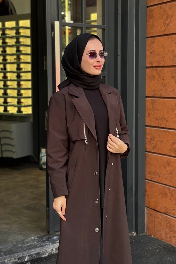 ceremony Yelek'e Dönüşebilen Lora Trenç 26K821 Kahverengi