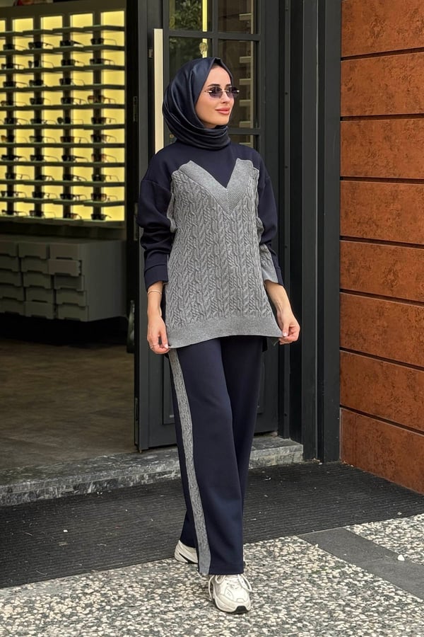 CLANDE Pantolonlu Takım 2602-3029T Lacivert - Gri