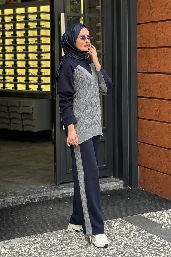 CLANDE Pantolonlu Takım 2602-3029T Lacivert - Gri