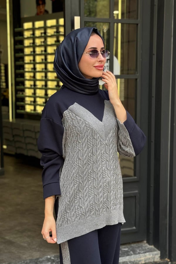 CLANDE Pantolonlu Takım 2602-3029T Lacivert - Gri