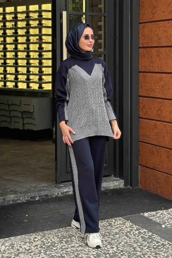 CLANDE Pantolonlu Takım 2602-3029T Lacivert - Gri