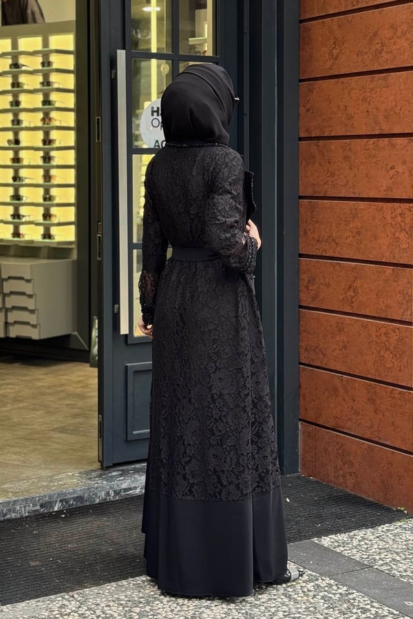Etrucci İkili Abaya Takım 6302 Siyah