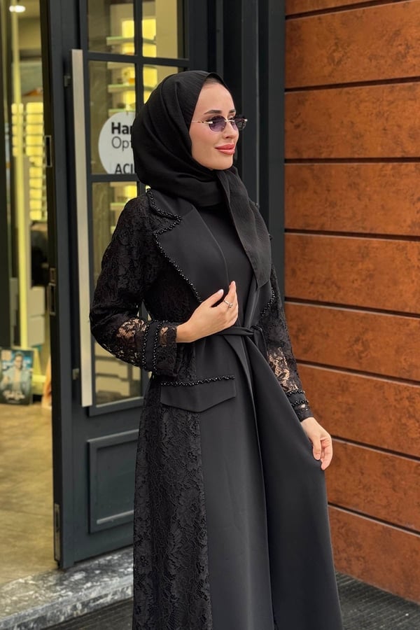Etrucci İkili Abaya Takım 6302 Siyah
