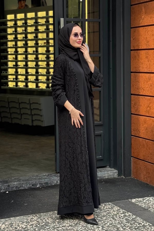 Etrucci İkili Abaya Takım 6304 Siyah