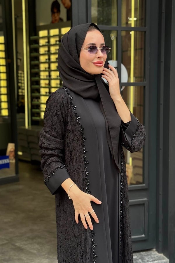 Etrucci İkili Abaya Takım 6304 Siyah