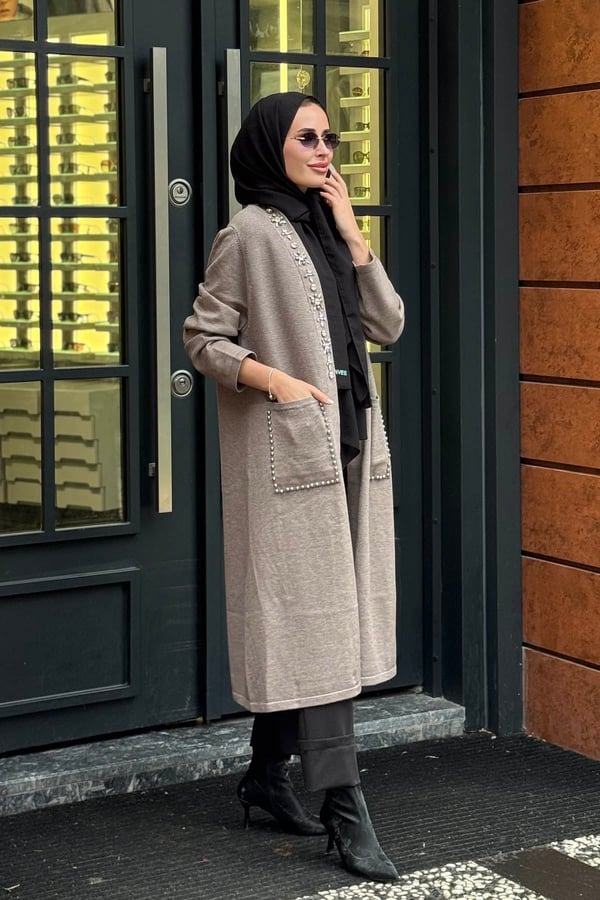 FUAT GÜRŞEN Triko Hırka 26K-6929 Vizon