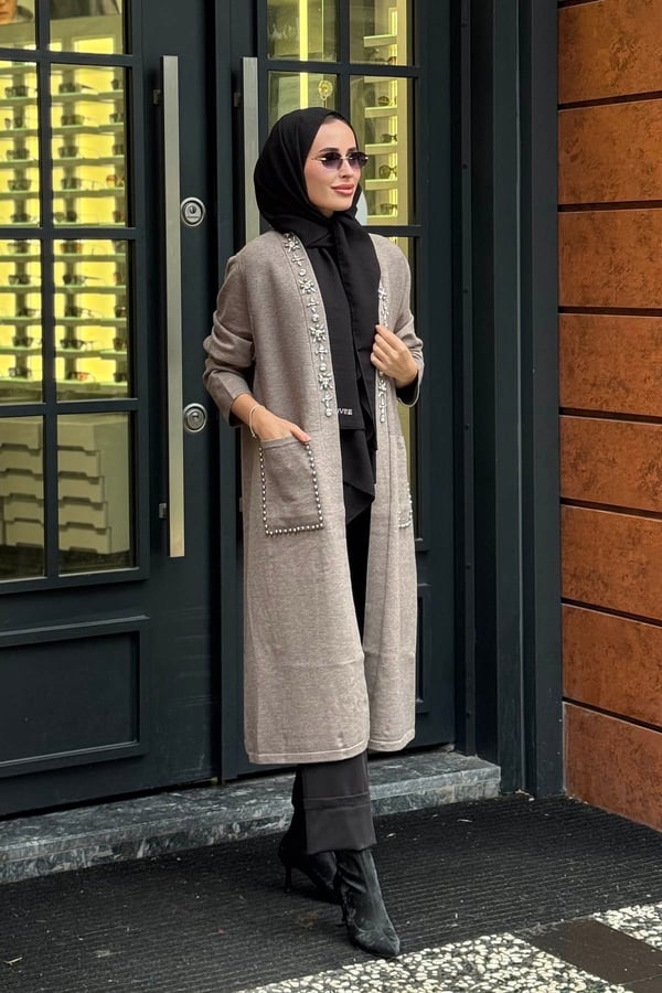 FUAT GÜRŞEN Triko Hırka 26K-6929 Vizon