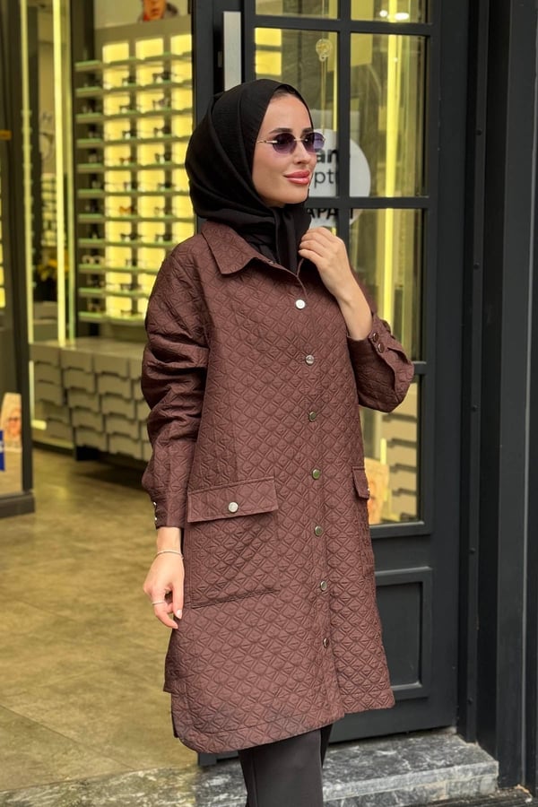 İNVEE Kapitone Gömlek 6879 Kahve