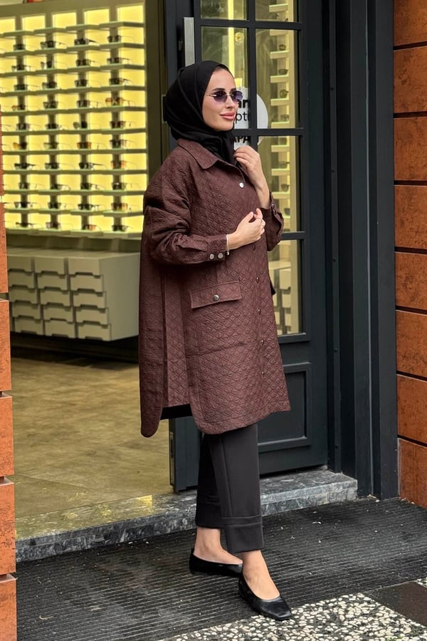 İNVEE Kapitone Gömlek 6879 Kahve