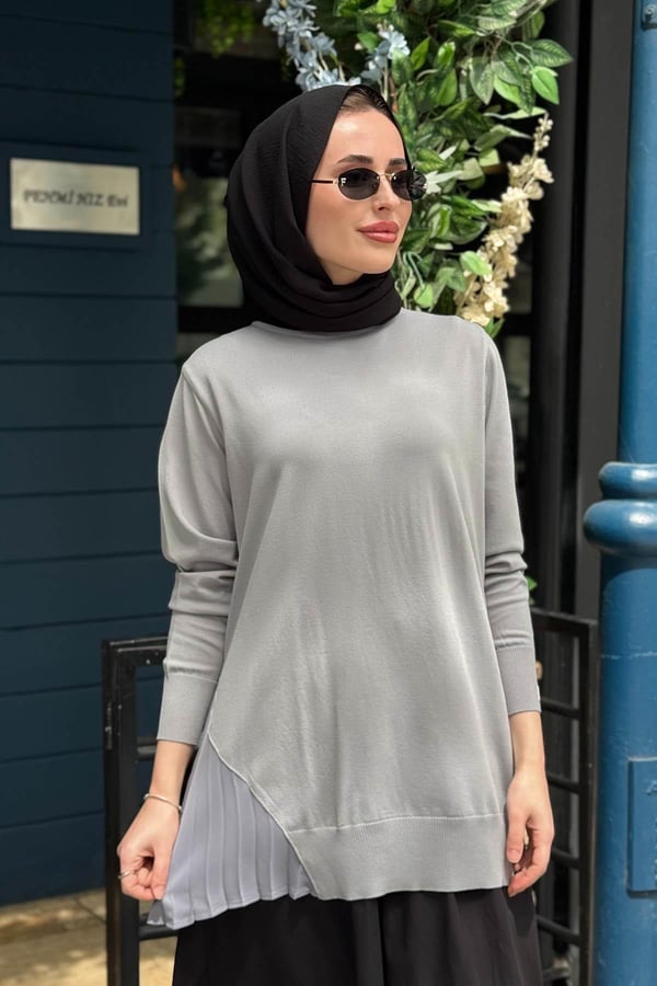 İNVEE Triko Tunik 7194 Gri