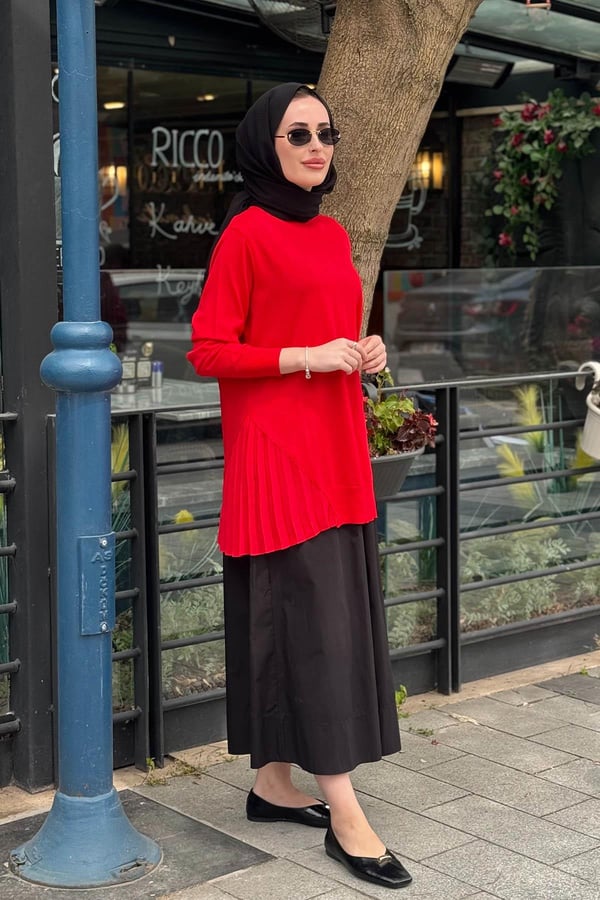 İNVEE Triko Tunik 7194 Kırmızı