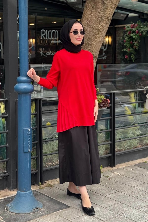 İNVEE Triko Tunik 7194 Kırmızı