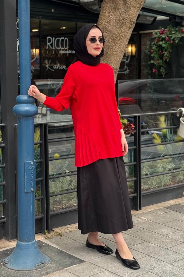 İNVEE Triko Tunik 7194 Kırmızı