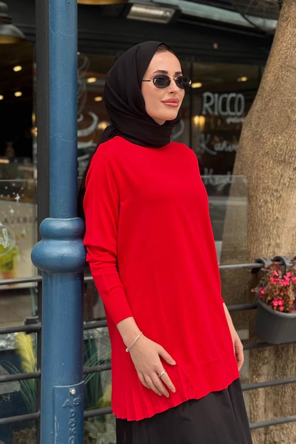 İNVEE Triko Tunik 7194 Kırmızı