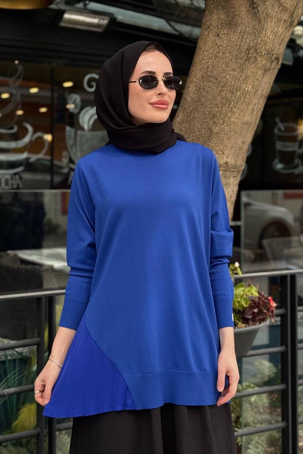 İNVEE Triko Tunik 7194 Saks Mavi
