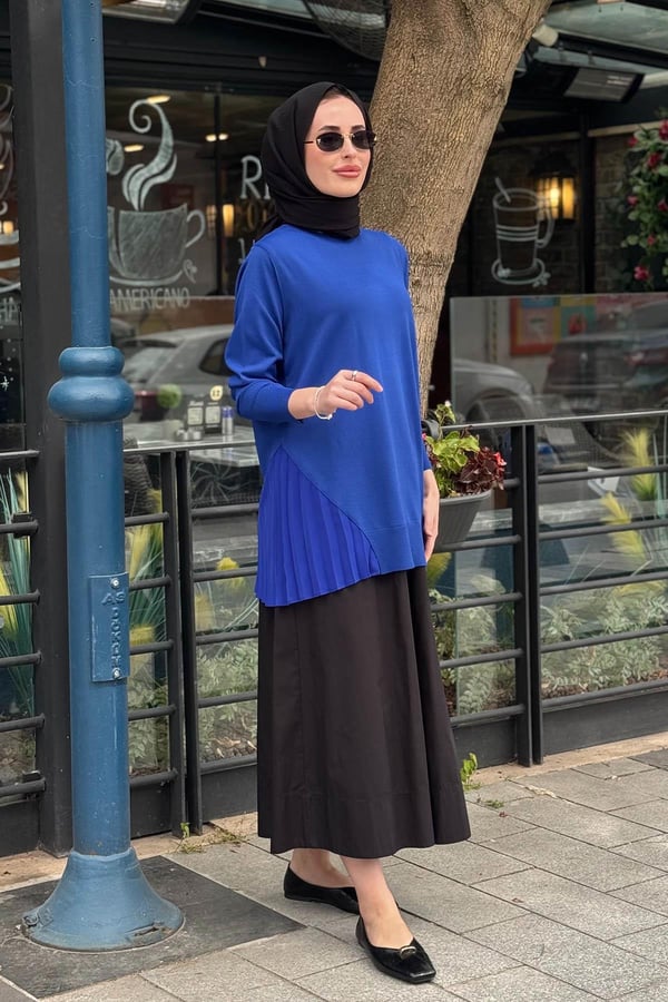 İNVEE Triko Tunik 7194 Saks Mavi