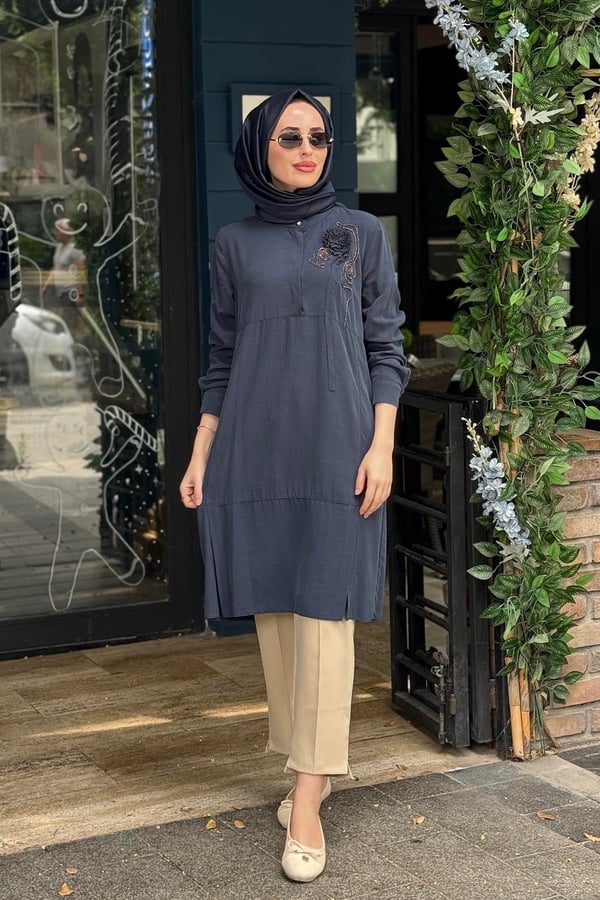 KAYRA Tunik KA-B26-21088 KOYU LACİVERT