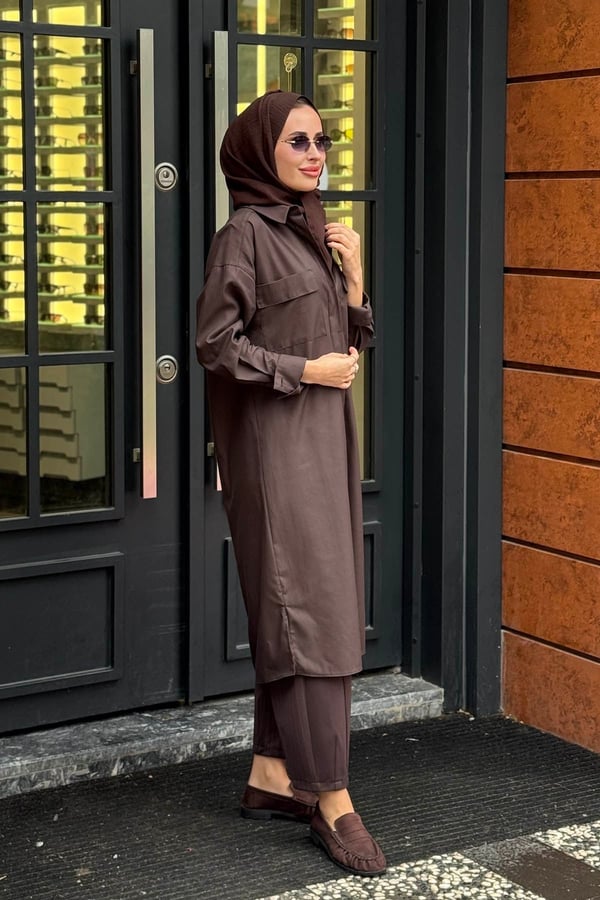 KAYRA Tunik KY-A26-81023 Koyu Kahve