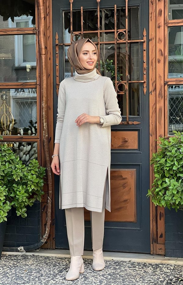MİSS DALİDA Dar Paça Triko Pantolon T25K-7000 Bej