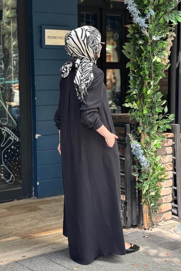 MİSS DALİDA İpek Keten Elbise 2264351 Siyah