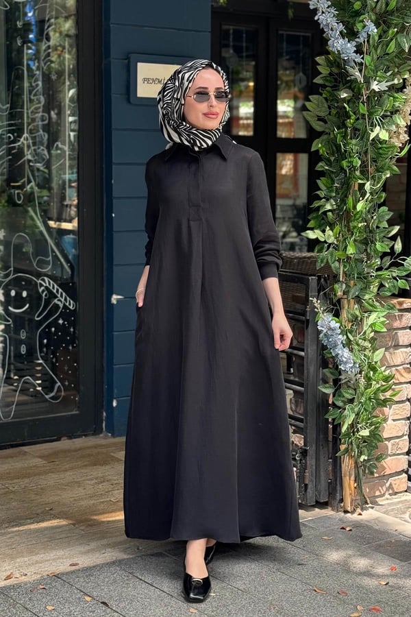 MİSS DALİDA İpek Keten Elbise 2264351 Siyah