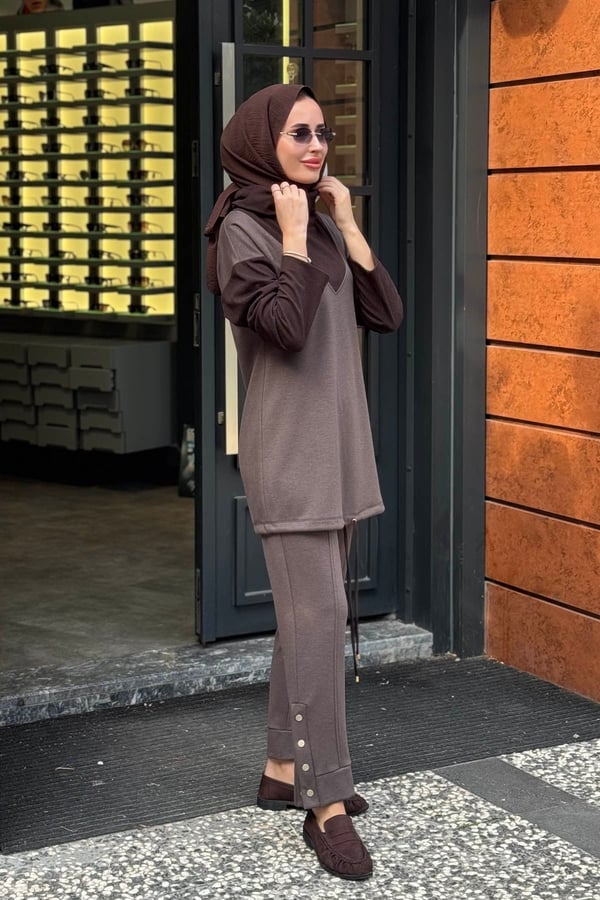 NAKİ & MASCARA Pantolonlu Takım 67MK2118T Kahverengi