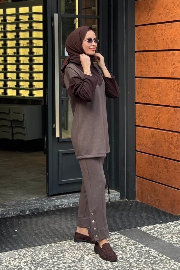 NAKİ & MASCARA Pantolonlu Takım 67MK2118T Kahverengi