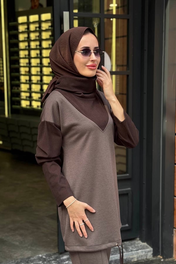 NAKİ & MASCARA Pantolonlu Takım 67MK2118T Kahverengi