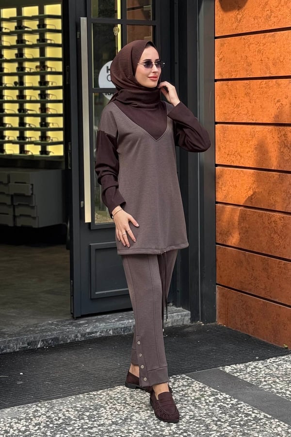NAKİ & MASCARA Pantolonlu Takım 67MK2118T Kahverengi