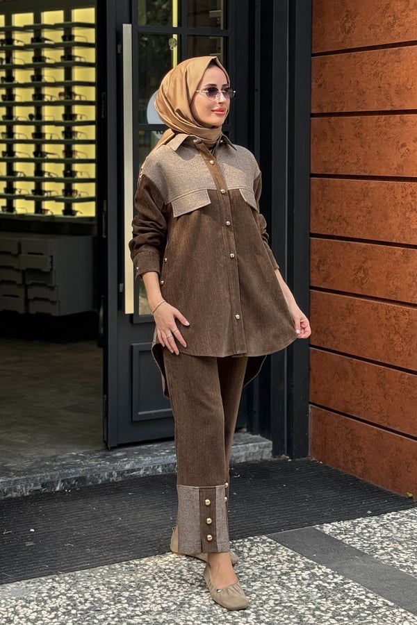 NAKİ & MASCARA Pantolonlu Takım 67MK2133T Kahverengi