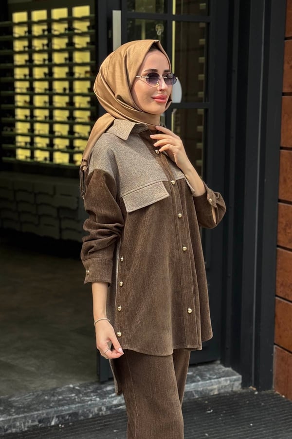 NAKİ & MASCARA Pantolonlu Takım 67MK2133T Kahverengi