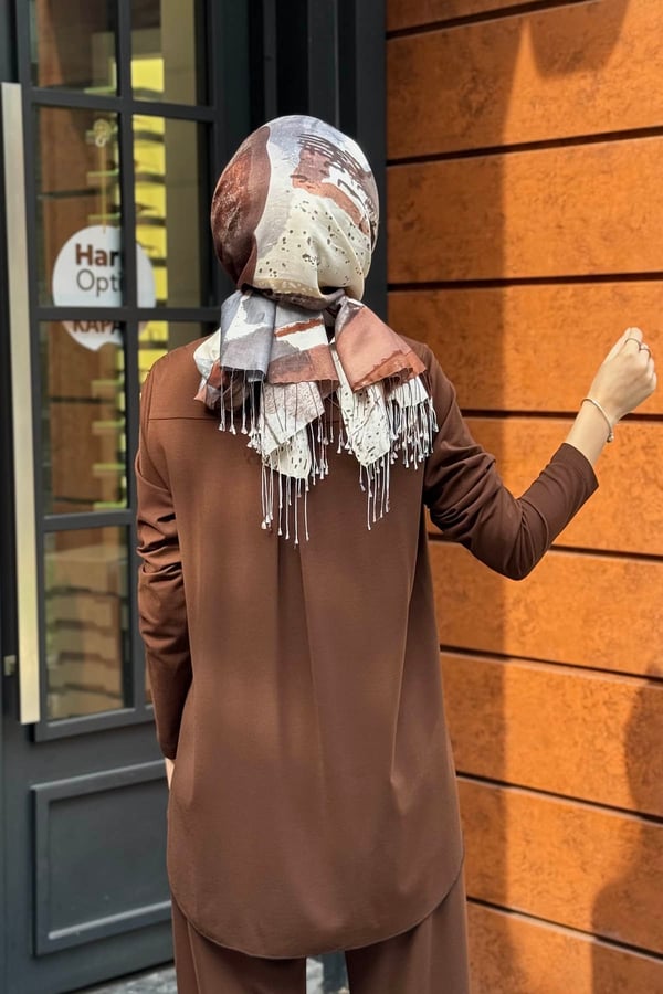 NOİ Rayon Pantolonlu Takım 77101T Kahverengi