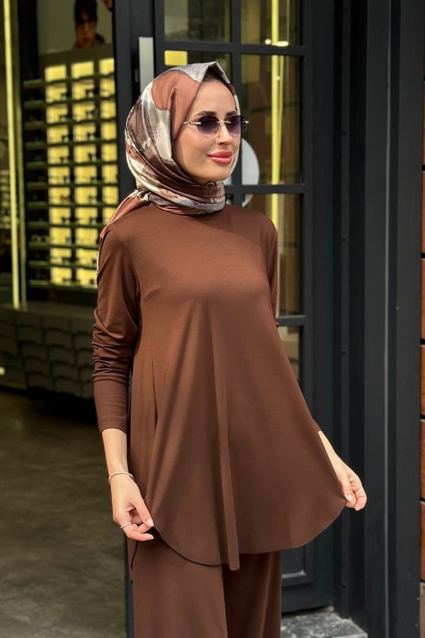 NOİ Rayon Pantolonlu Takım 77101T Kahverengi