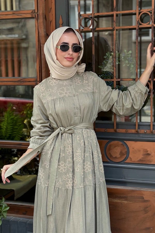 Nurcan Çetin Elbise 25146 Haki