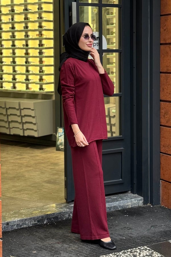 QOOQ 2Lİ Triko Takım 27FW210 Bordo