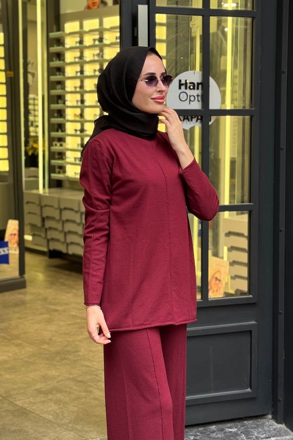 QOOQ 2Lİ Triko Takım 27FW210 Bordo